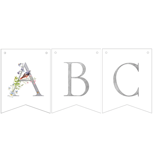 Guirnalda banderines letras pajaritos