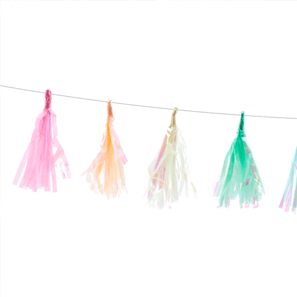 Guirnalda Tassel pastel iridiscente