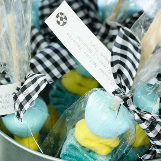 Brocheta golosinas personalizada fútbol Vichy / 6 uds.