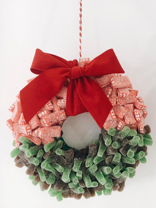 Corona de navidad golosina y lazada