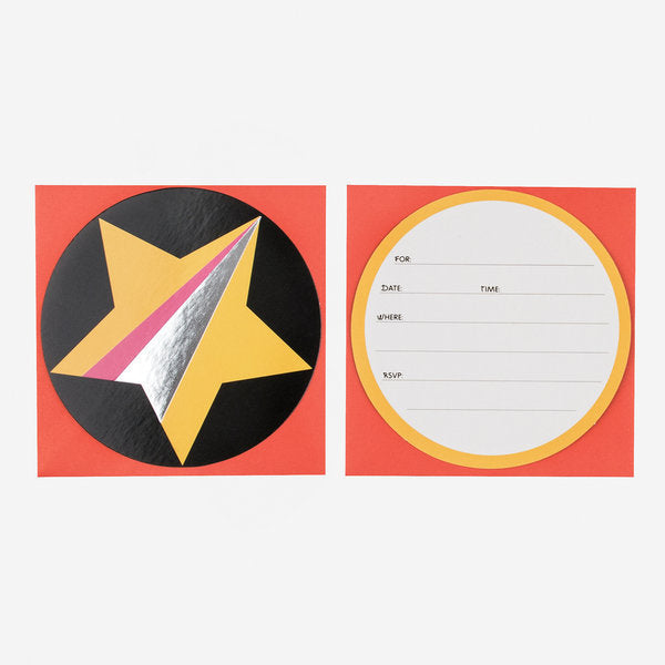 Invitación estrellas de colores / 8 uds.