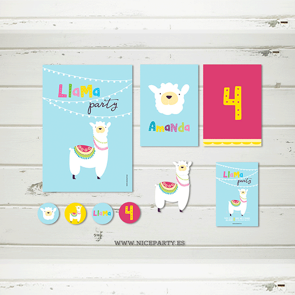 Pack imprimible Llama Boho