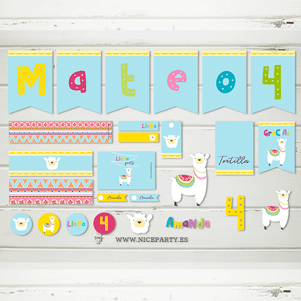 Pack imprimible Llama Boho