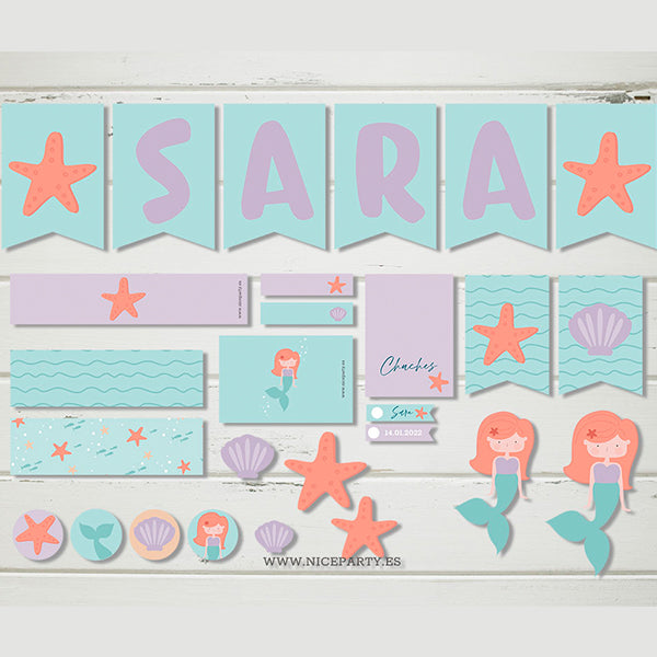 Pack imprimible Sirenas mint