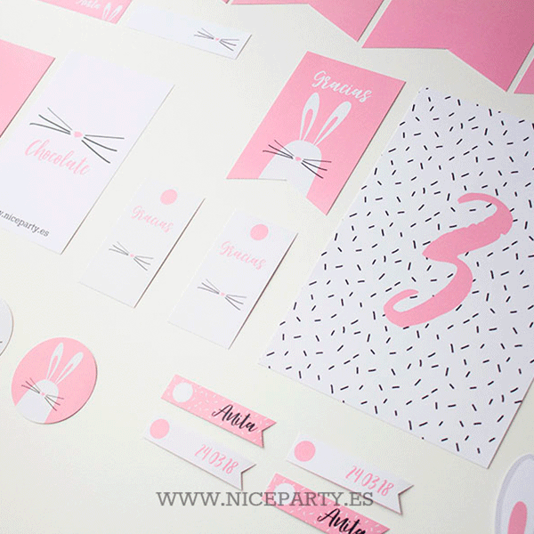 Pack imprimible conejito rosa