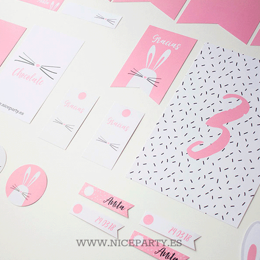 Pack imprimible conejito rosa