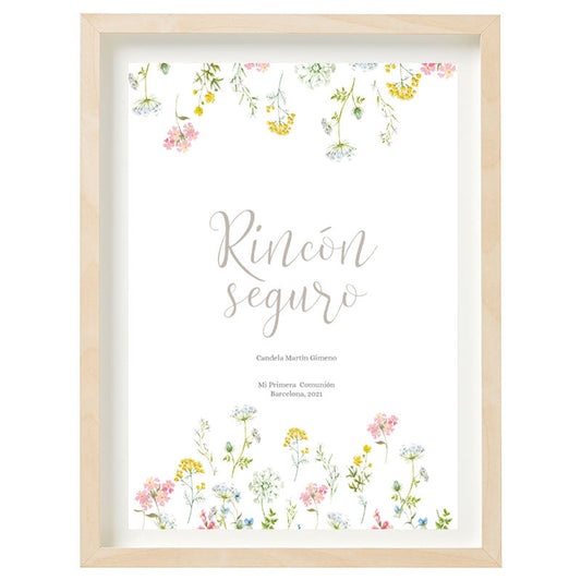 Cartel Rincón seguro personalizado Flores