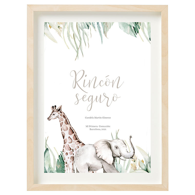 Cartel Rincón seguro personalizado Safari Baby