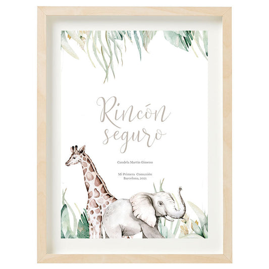 Cartel Rincón seguro personalizado Safari Baby