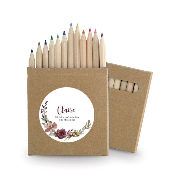 Cajita de lápices personalizada Boho / 6 uds.