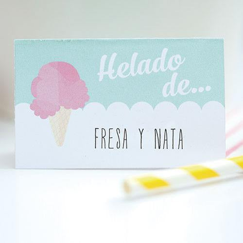Imprimible marcasitios Helados - La Fiesta de Olivia