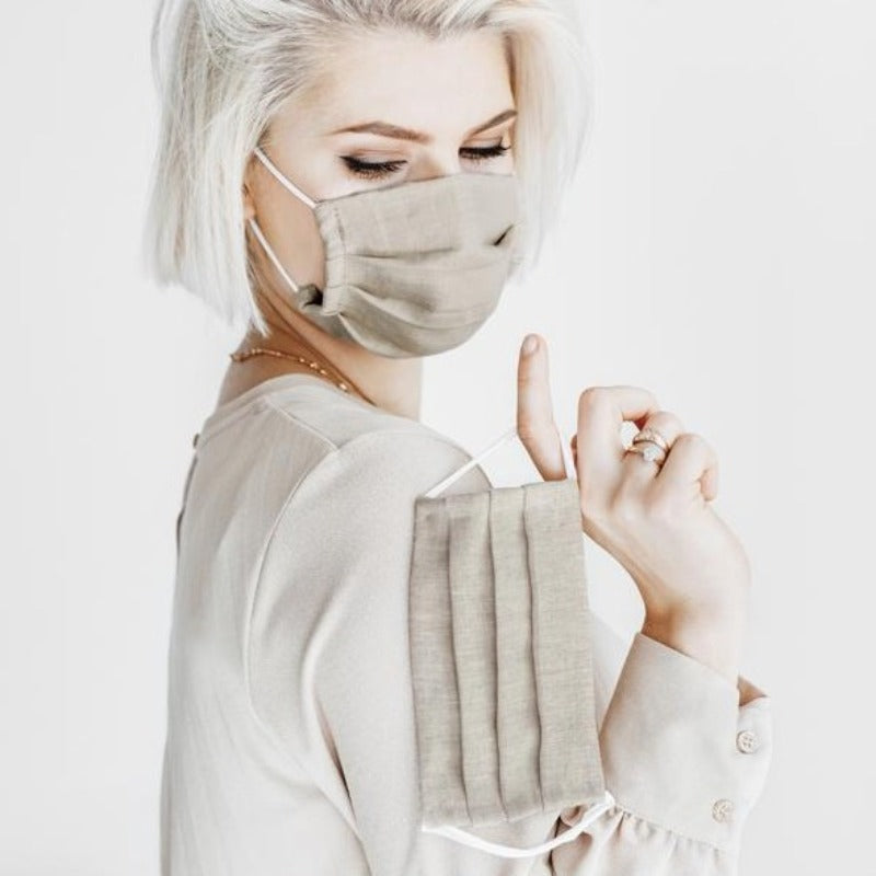 Mascarilla 100%  lino piedra adulto re-utilizable