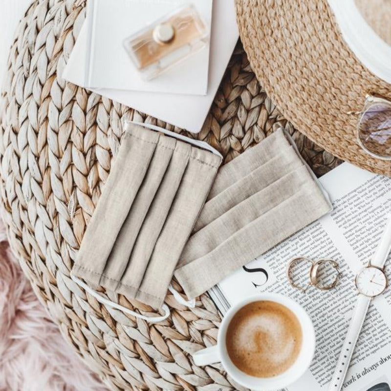 Mascarilla 100%  lino piedra adulto re-utilizable