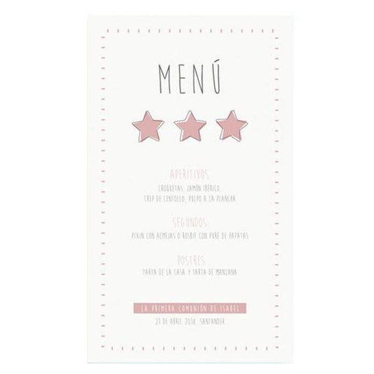 Menú personalizado estrella rosa