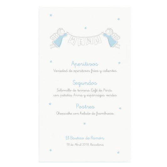 Menú personalizado ángel azul