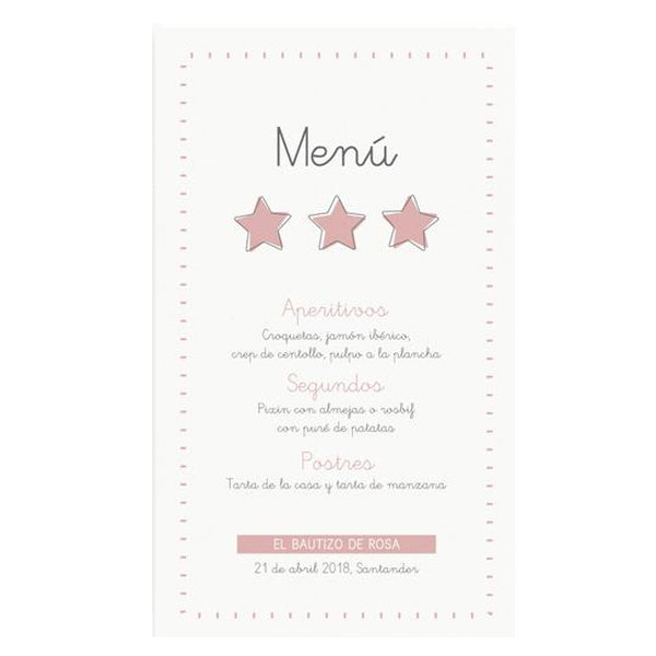 Menú personalizado estrella rosa