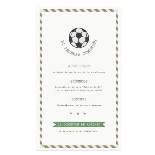 Menú personalizado Fútbol