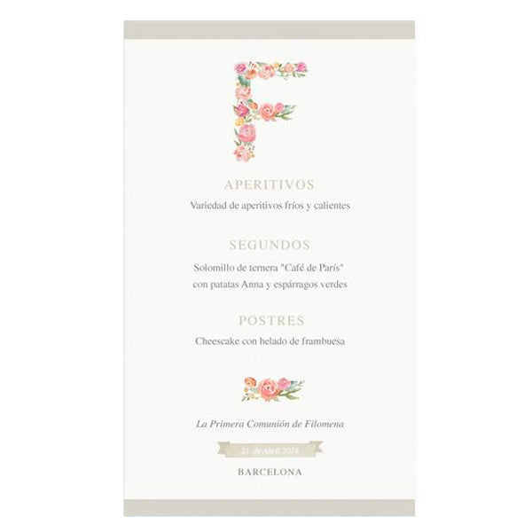 Menú personalizado inicial flor