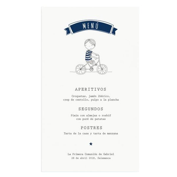 Menú personalizado Niño Feliz