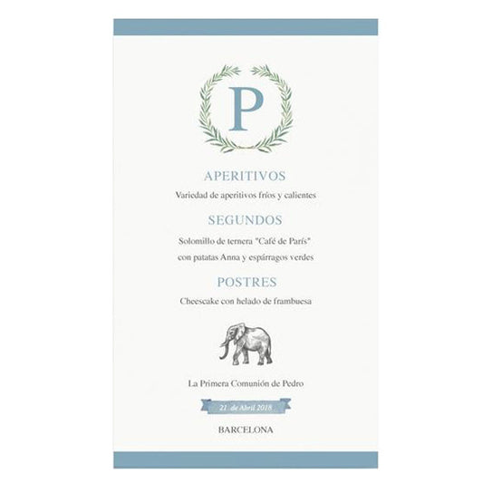 Menú personalizado animales