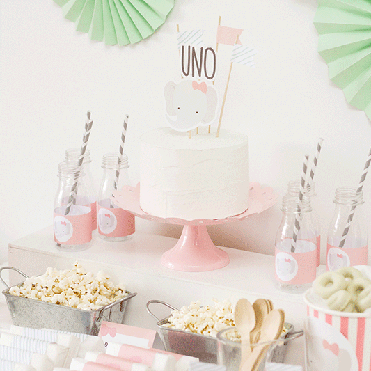 Pack imprimible elefante rosa