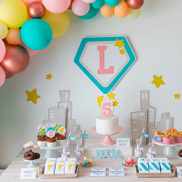 Pack imprimible super héroe pastel