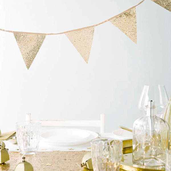 Guirnalda de tela Glitter dorado Chic