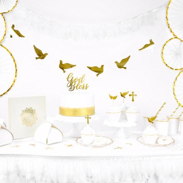 Guirnalda palomas doradas brillo