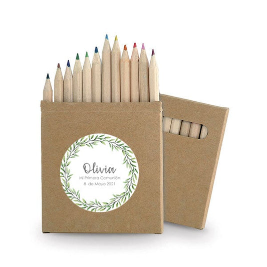 Cajita de lápices personalizada Olivo / 6 uds.
