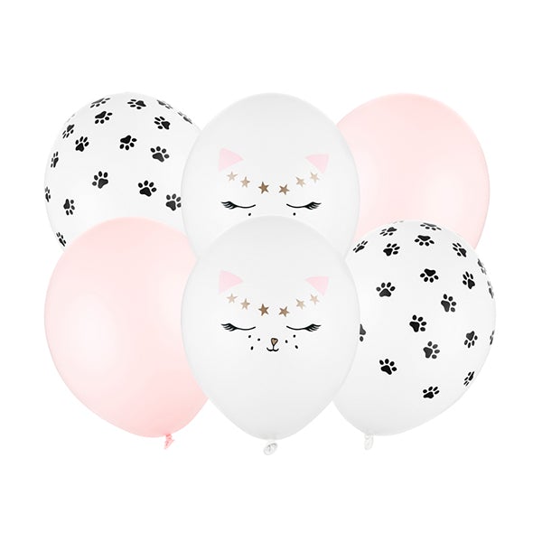 Mix globos gatita rosa / 6 uds.