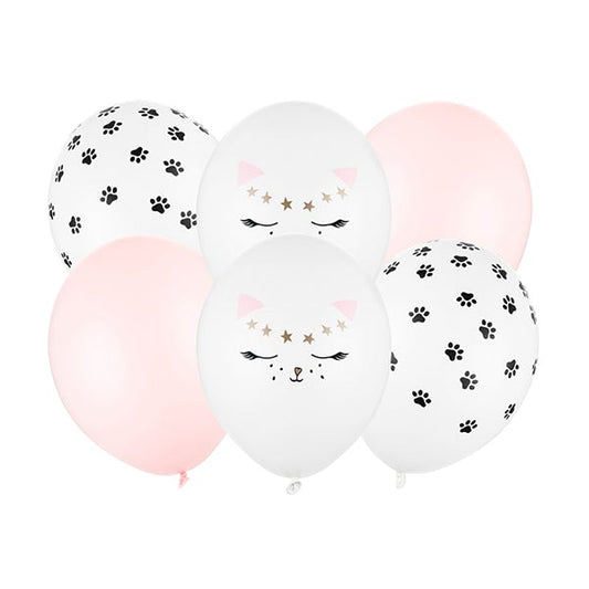 Mix globos gatita rosa / 6 uds.