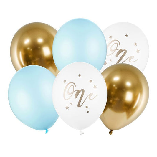 Mix globos One azul / 6 uds.