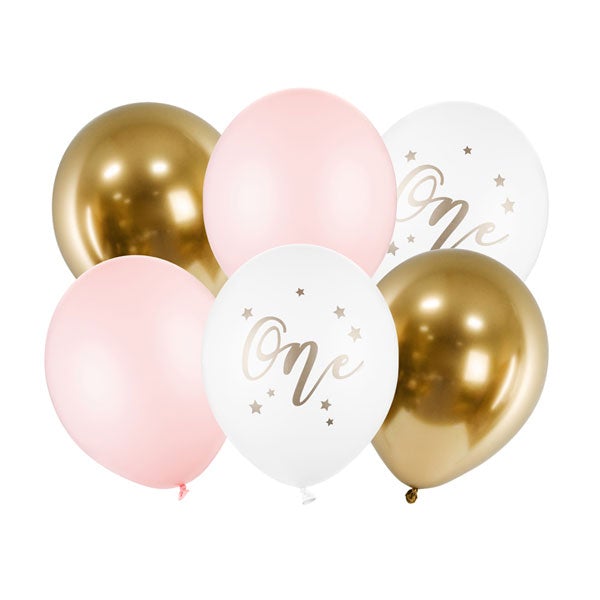 Mix globos One rosa / 6 uds.