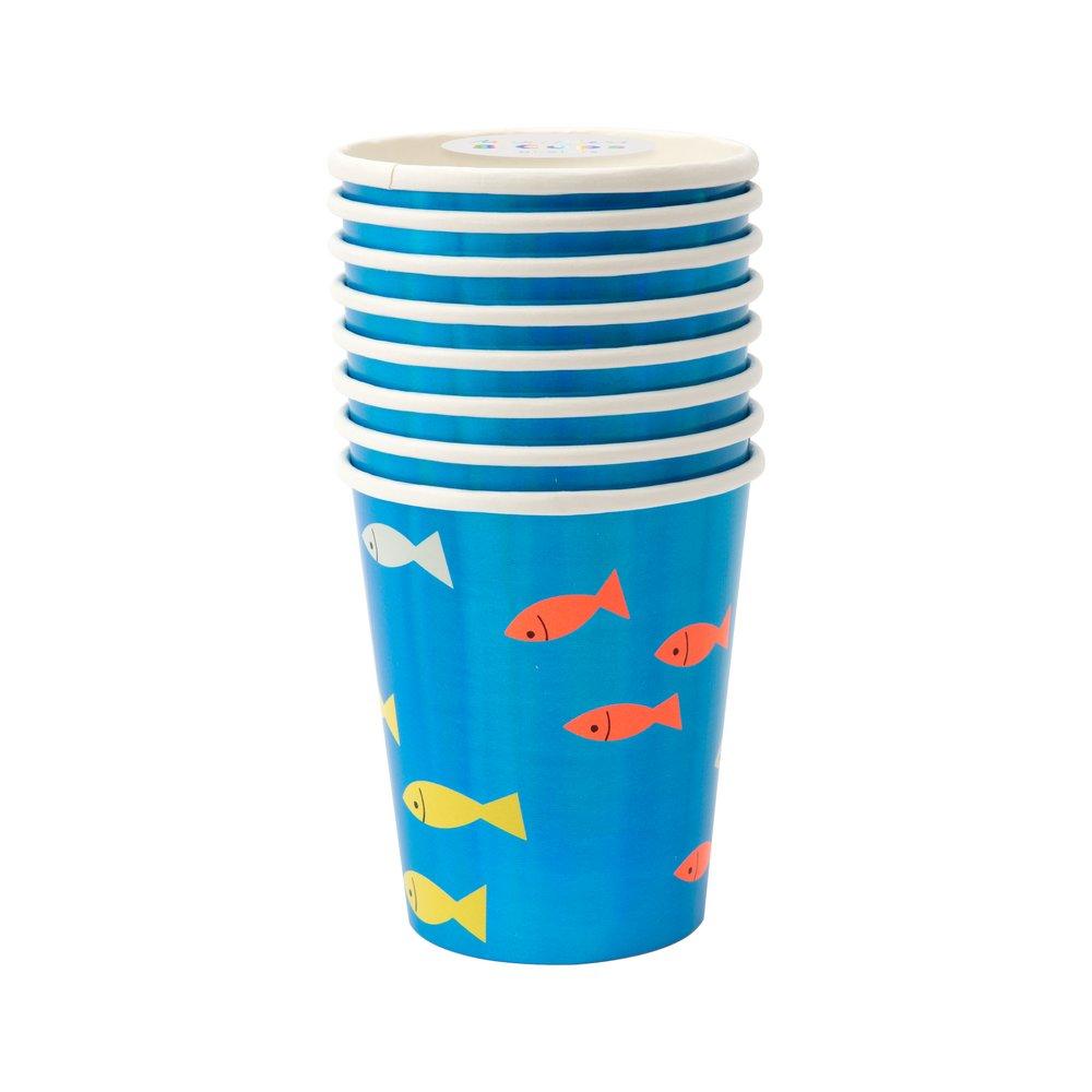 Vaso metalizados bajo del mar  / 8 uds.