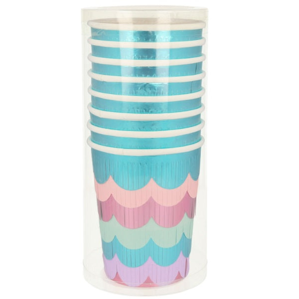 Vaso sirena flecos metalizados / 8 uds.