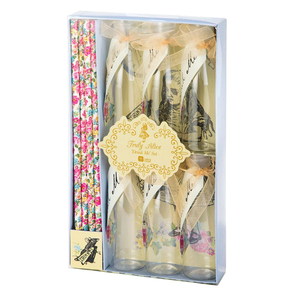 Mini botellitas drink me con pajita / 6 uds.