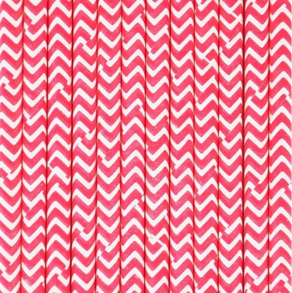 Pajitas de papel rojo Chevron - La Fiesta de Olivia