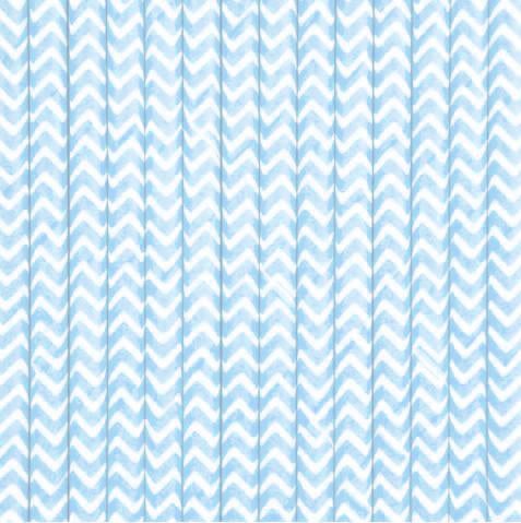 Pajitas de papel Chevron celeste / 10 uds.