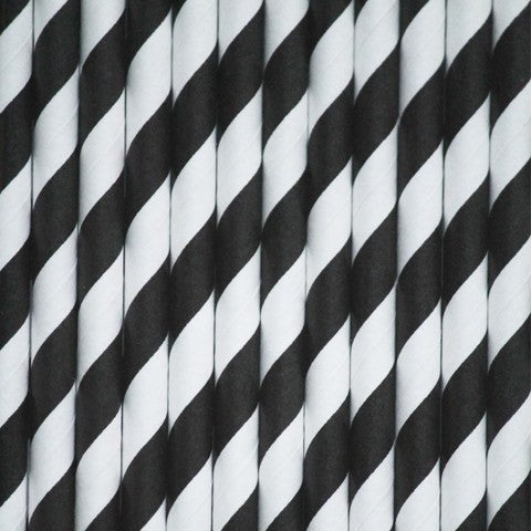 Pajitas de papel rayas negro - La Fiesta de Olivia