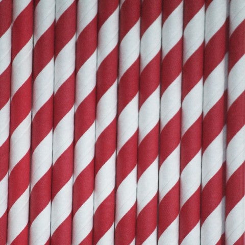 Pajitas de papel rayas rojo - La Fiesta de Olivia