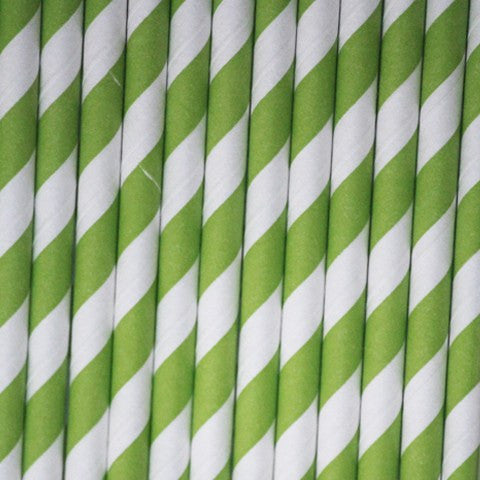 Pajitas de papel rayas verde lima - La Fiesta de Olivia