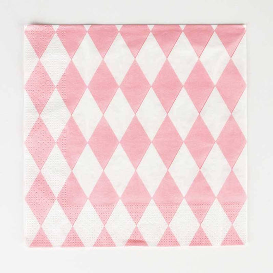 Servilleta rosa rombos LUNCH / 20 uds. - La Fiesta de Olivia