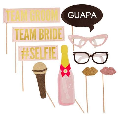 Kit Photo Booth Gold & Pink / 10 Piezas - La Fiesta de Olivia - 1