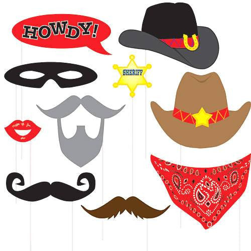 Kit Photo Booth Vaqueros / 10 Piezas - La Fiesta de Olivia