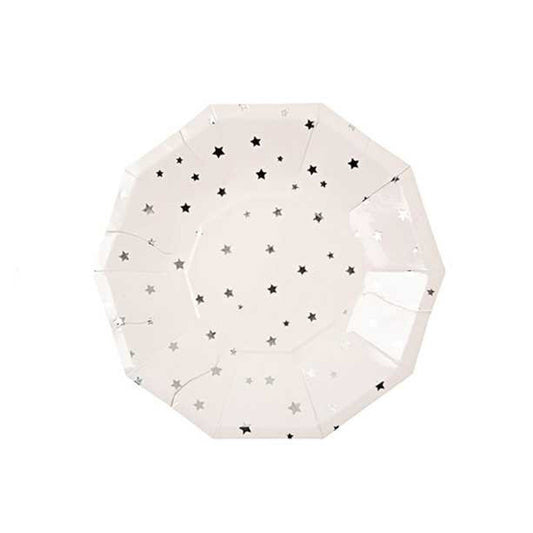 Platos estrellas plata / 8 uds.