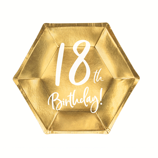 Plato dorado 18 cumpleaños / 6 uds.