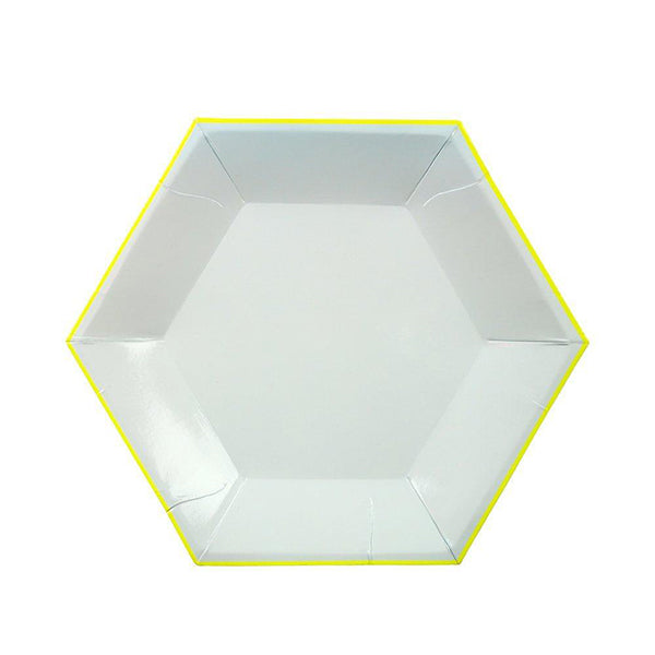 Plato octogonal Mint y neon / 8 uds.