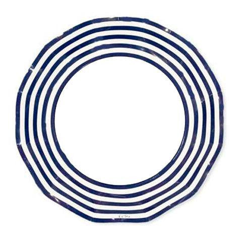 Plato rayas azul ondas /8 uds.