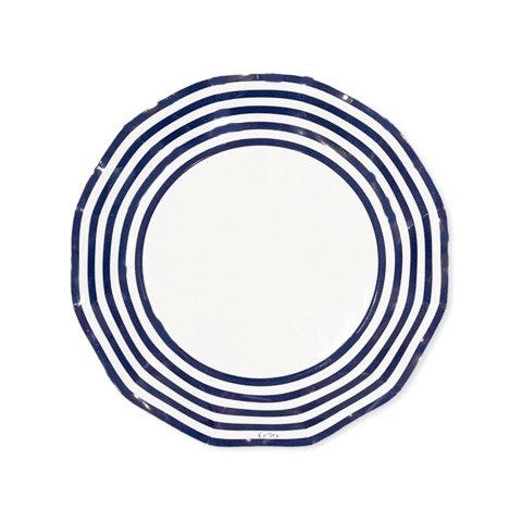 Plato rayas azul ondas / 10 uds. - La Fiesta de Olivia
