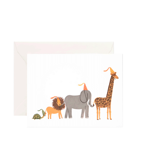 Tarjeta animales con gorrito R. Paper & Co